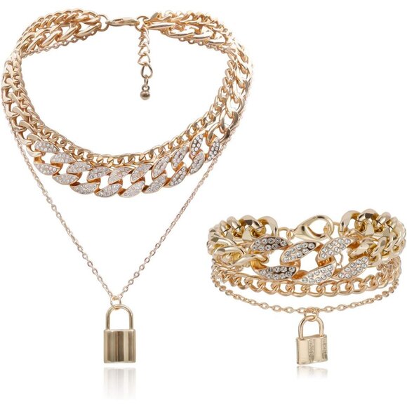 Jewelry - Fashion-Forward Rhinestone Cuban Link Necklace Set - Perfect for Every Occasion